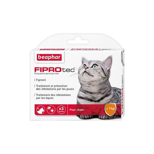 Beaphar Fiprotec anti-puces et tiques pour chat - 4 pipettes