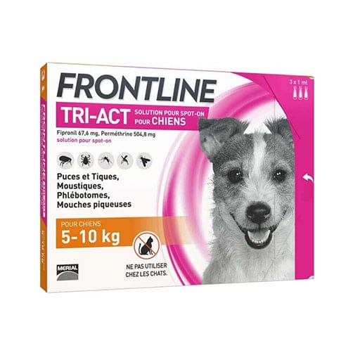 Frontline Tri-Act Chien de 5 à 10 Kg Boite de 3 Pipettes
