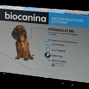 Fiprodog 67mg, solution antiparasitaire pour chiens de 2 à 10kgs (3 pipettes)