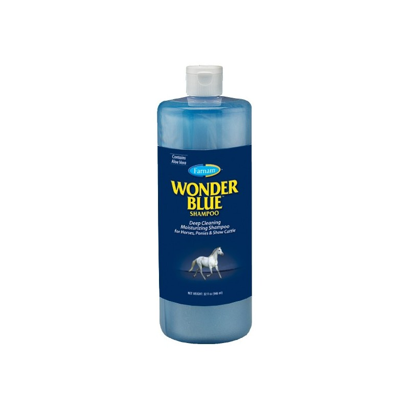 WONDER BLUE Shampoo - Shampoing à l'Aloe vera pour chevaux à robe claire  946mL