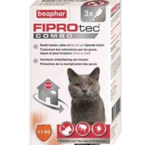 Beaphar - Fiprotec combo anti-puces et tiques chat 3 pipettes