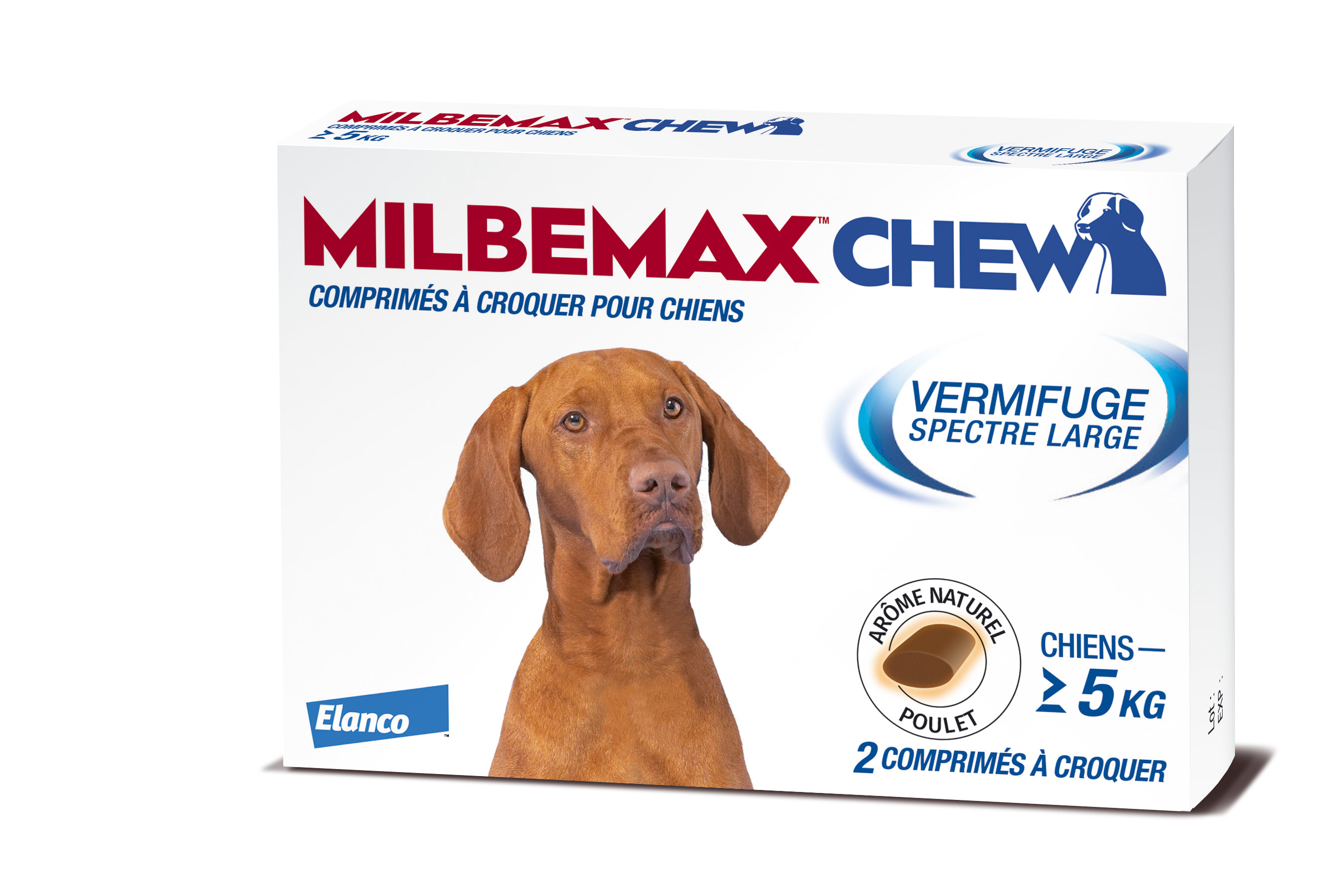 Milbemax Chew vermifuge pour chiens de plus de 5 kilos (2 comprimés)